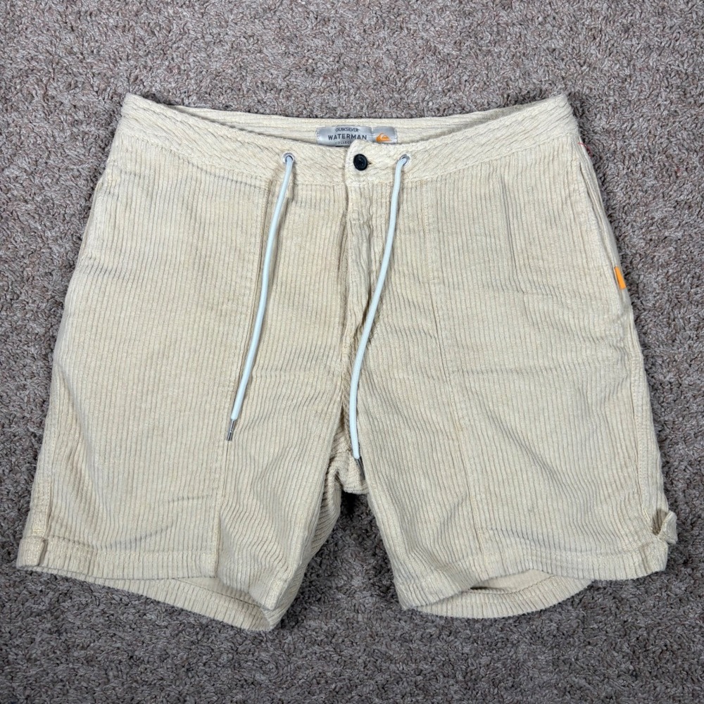 Cream Corduroy Cargo Shorts for Men